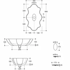 Viadurini Bathroom Farbige Waschbecken-Aufsatzwaschbecken Design aus weißer goldfarbener Keramik Cubo Italy