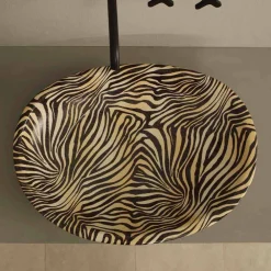 Viadurini Bathroom Farbige Waschbecken-Aufsatzwaschbecken, Design, Keramik, gestreift, orange Glossy Italy