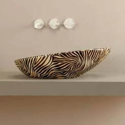 Viadurini Bathroom Farbige Waschbecken-Aufsatzwaschbecken, Design, Keramik, gestreift, orange Glossy Italy