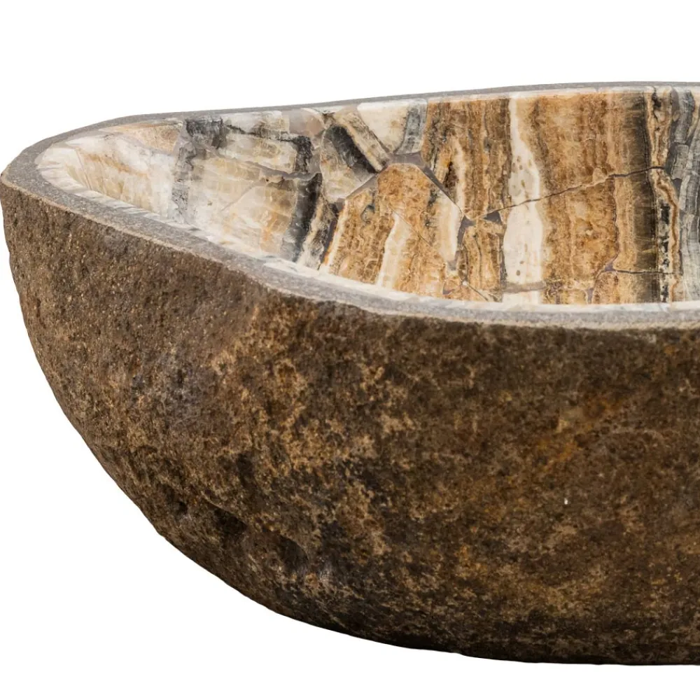 Viadurini Bathroom Steinwaschbecken-Aufsatzwaschbecken handgefertigt aus Flussstein, Palata