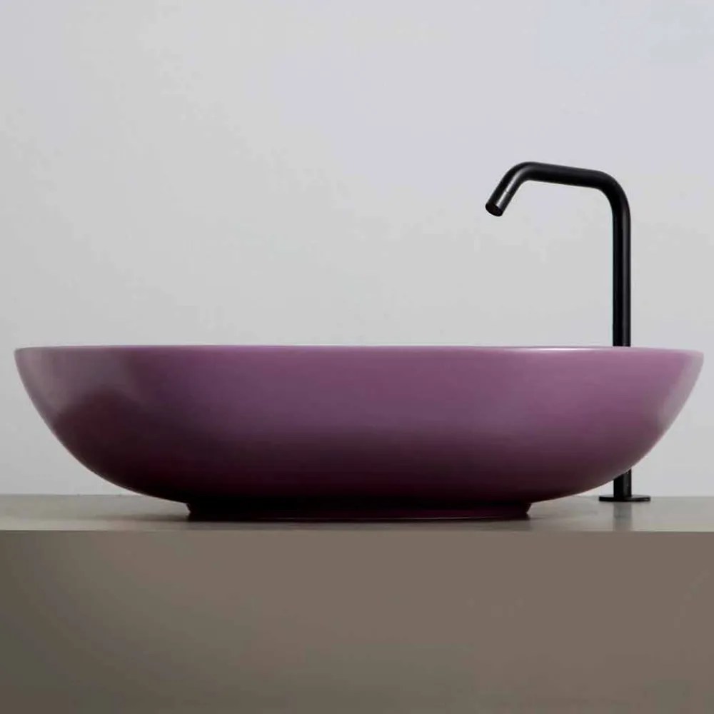 Viadurini Bathroom Keramikwaschbecken-Aufsatzwaschbecken im ovalen Design aus Keramik Made in Italy - Chain