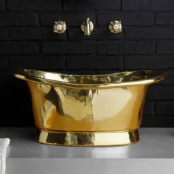 Viadurini Bathroom Metallwaschbecken-Aufsatzwaschbecken im Vintage-Design komplett aus Calla-Messing