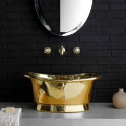 Viadurini Bathroom Metallwaschbecken-Aufsatzwaschbecken im Vintage-Design komplett aus Calla-Messing