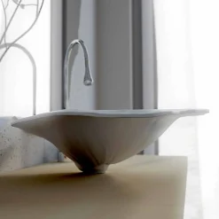 Viadurini Design Design Waschbecken Aus Solid Surface-Aufsatzwaschbecken in modernem Design Farfuglium blattförmig