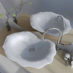 Viadurini Design Design Waschbecken Aus Solid Surface-Aufsatzwaschbecken in modernem Design Farfuglium blattförmig