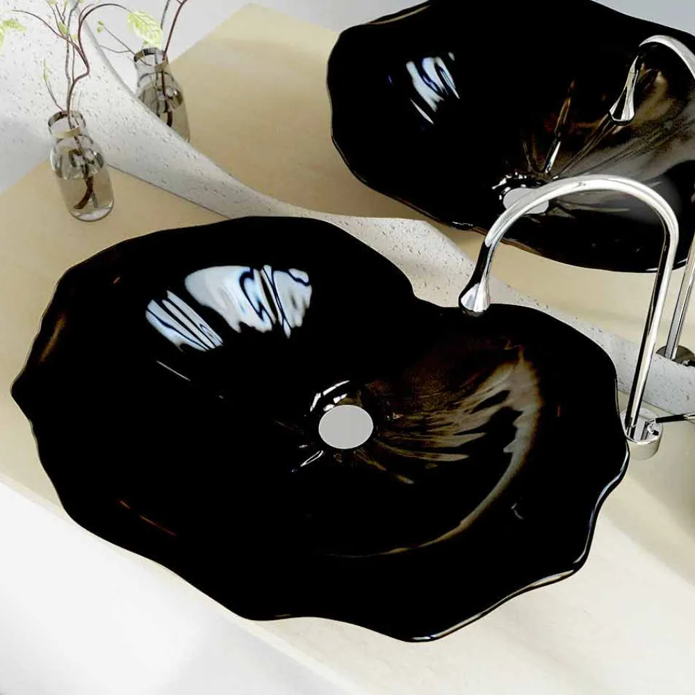Viadurini Design Design Waschbecken Aus Solid Surface-Aufsatzwaschbecken in modernem Design Farfuglium blattförmig