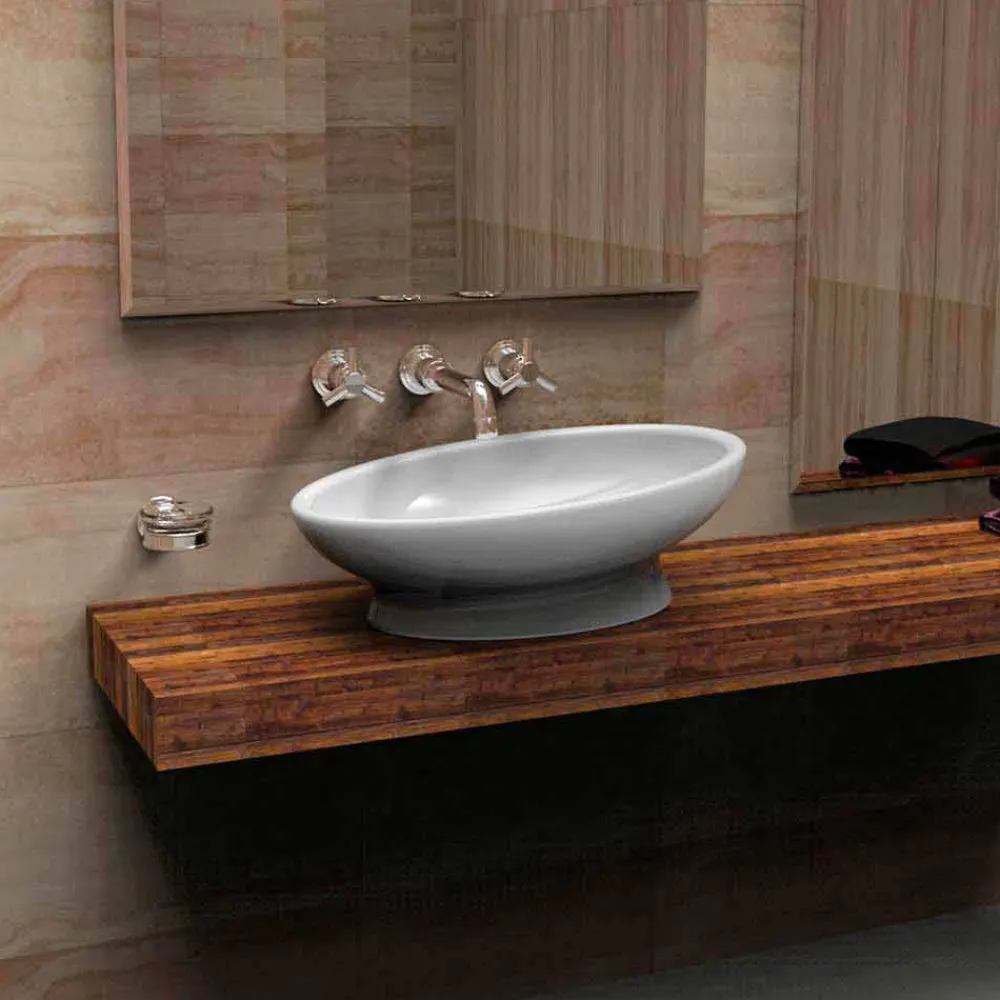 Viadurini Design Design Waschbecken Aus Solid Surface-Aufsatzwaschbecken in modernem Design Egg Made in Italy