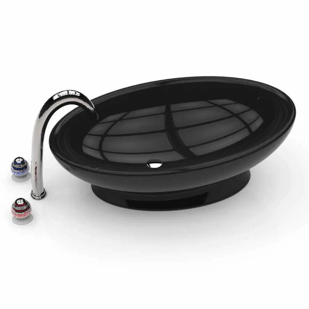 Viadurini Design Design Waschbecken Aus Solid Surface-Aufsatzwaschbecken in modernem Design Egg Made in Italy