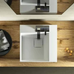 Viadurini Bathroom Design Waschbecken Aus Solid Surface-Aufsatzwaschbecken in Quadratischeform mit modernem Design in Italien hergestellt, Lavis