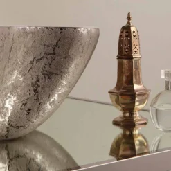 Viadurini Bathroom Farbige Waschbecken-Aufsatzwaschbecken, Keramik, weiß, silber, made in Italy Design Cubo