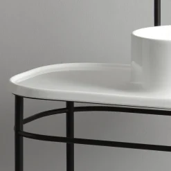 Viadurini Bathroom Keramikwaschbecken-Aufsatzwaschbecken mit Regal und Metallstruktur Made in Italy - Uber