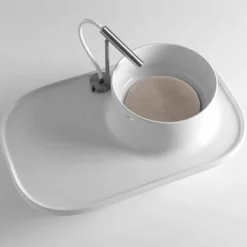 Viadurini Bathroom Keramikwaschbecken-Aufsatzwaschbecken mit Regal aus glänzend weißer Keramik - Uber