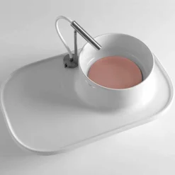 Viadurini Bathroom Keramikwaschbecken-Aufsatzwaschbecken mit Regal aus glänzend weißer Keramik - Uber