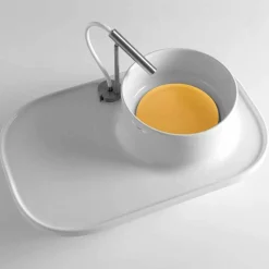 Viadurini Bathroom Keramikwaschbecken-Aufsatzwaschbecken mit Regal aus glänzend weißer Keramik - Uber