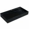 Viadurini Bathroom Steinwaschbecken-Aufsatzwaschbecken schwarz mit schrägen Ablauf aus Basalt Schwarz Chao