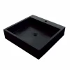 Viadurini Bathroom Steinwaschbecken-Aufsatzwaschbecken schwarz viereckig aus Basalt Ban Modell