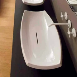 Viadurini Bathroom Keramikwaschbecken-Aufsatzwaschbecken, weiß, Keramik, modernes Design Laura made in Italy