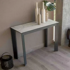 Viadurini in the Garden Ausziehbarer Konsolentisch-Ausziehbare Außenkonsole mit Metallsockel und HPL-Platte - Aghetto