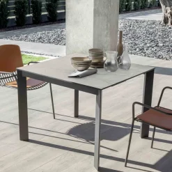 Viadurini in the Garden Ausziehbarer Konsolentisch-Ausziehbare Außenkonsole mit Metallsockel und HPL-Platte - Aghetto