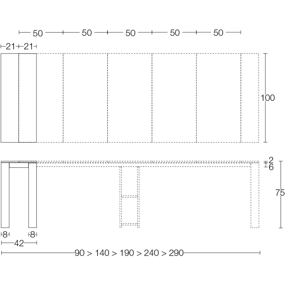 Viadurini in the Garden Ausziehbarer Konsolentisch-Ausziehbare Außenkonsole mit Metallsockel und HPL-Platte - Aghetto
