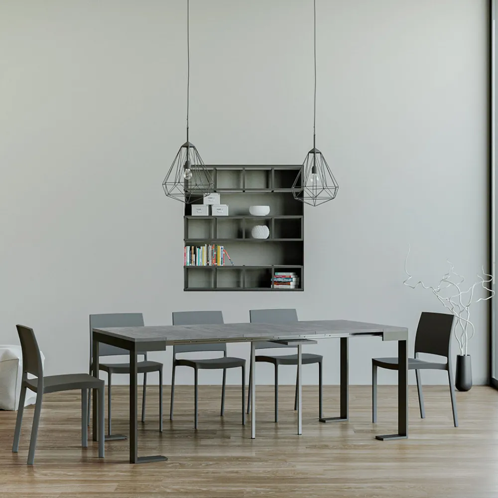 Viadurini Living Ausziehbarer Konsolentisch-Ausziehbare Konsole auf 300 cm mit Anthrazit- und Holzrahmen, hergestellt in Italien – Fata