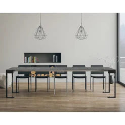 Viadurini Living Ausziehbarer Konsolentisch-Ausziehbare Konsole auf 300 cm mit Anthrazit- und Holzrahmen, hergestellt in Italien – Fata