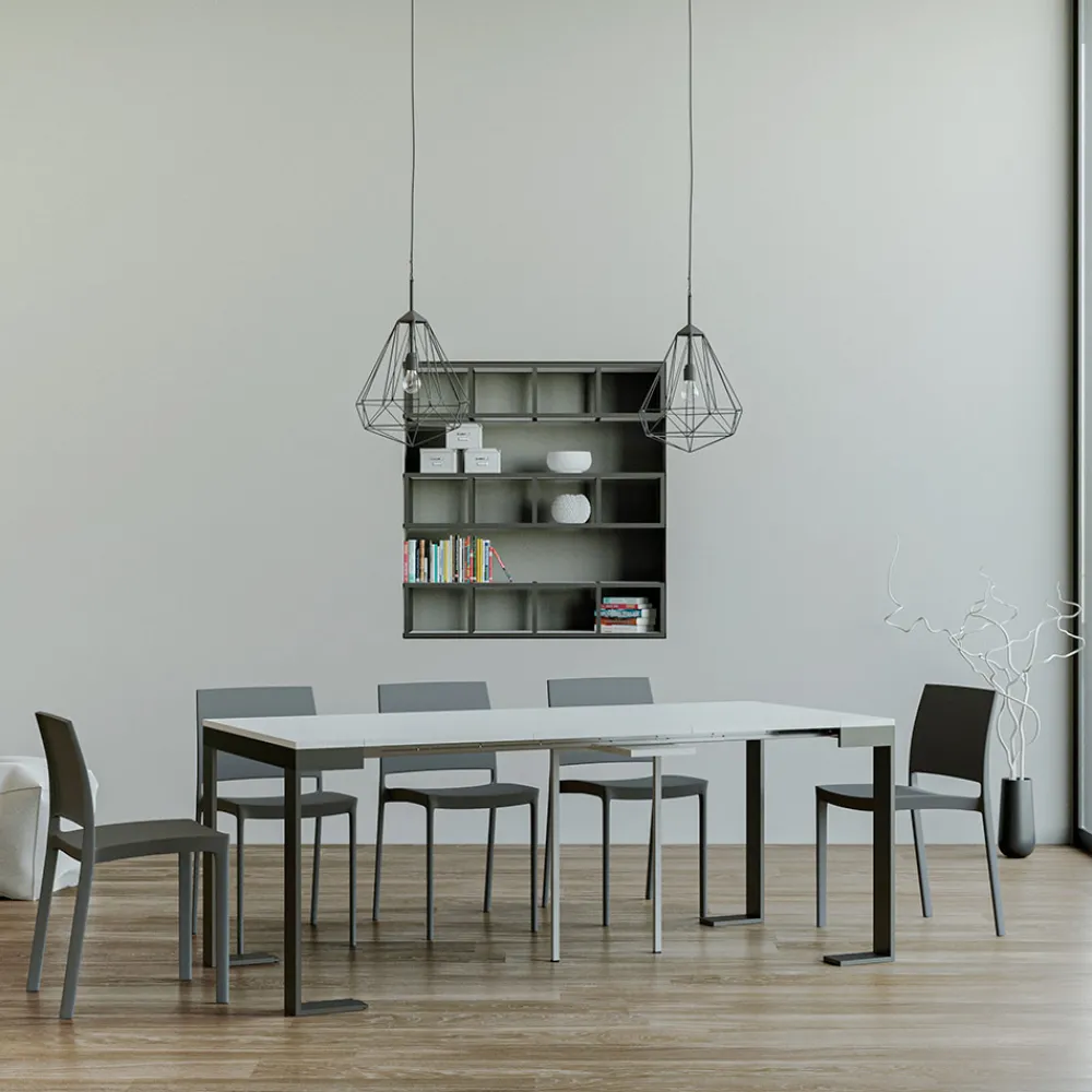 Viadurini Living Ausziehbarer Konsolentisch-Ausziehbare Konsole auf 300 cm mit Anthrazit- und Holzrahmen, hergestellt in Italien – Fata