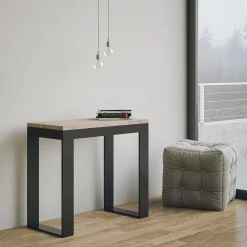 Viadurini Living Ausziehbarer Konsolentisch-Ausziehbare Konsole auf 300 cm mit Anthrazit- und Holzrahmen, hergestellt in Italien – Fata