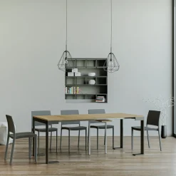 Viadurini Living Ausziehbarer Konsolentisch-Ausziehbare Konsole auf 300 cm mit Anthrazit- und Holzrahmen, hergestellt in Italien – Fata