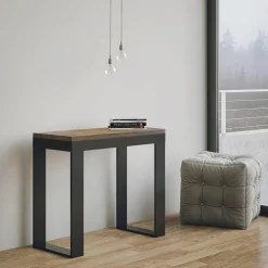 Viadurini Living Ausziehbarer Konsolentisch-Ausziehbare Konsole auf 300 cm mit Anthrazit- und Holzrahmen, hergestellt in Italien – Fata