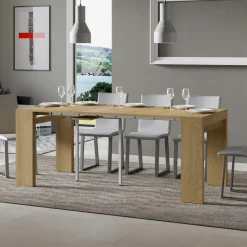 Viadurini Living Ausziehbarer Konsolentisch-Ausziehbare Konsole auf 300 cm mit 2-Bein-Unterstützung, hergestellt in Italien – Phantom