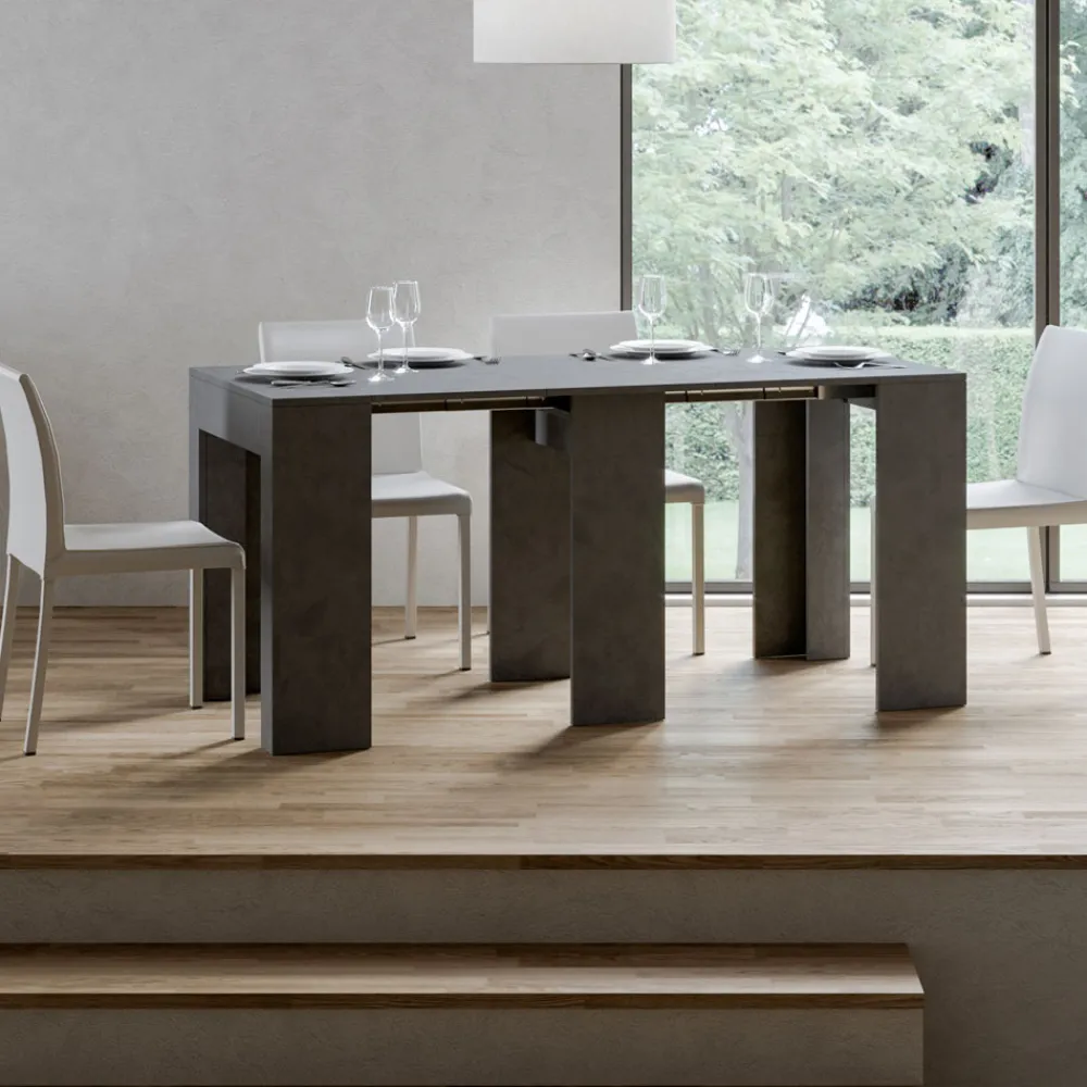 Viadurini Living Ausziehbarer Konsolentisch-Ausziehbare Konsole auf 299 cm mit internen Erweiterungen, hergestellt in Italien – Sanduhr