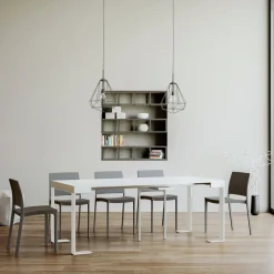 Viadurini Living Ausziehbarer Konsolentisch-Ausziehbare Konsole bis 300 cm mit weißem Rahmen, hergestellt in Italien – Tesoro