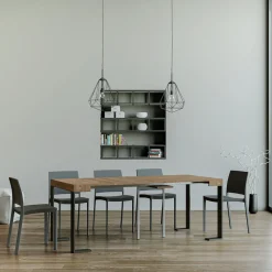 Viadurini Living Ausziehbarer Konsolentisch-Ausziehbare Konsole bis 300 cm mit anthrazitfarbenem Rahmen, hergestellt in Italien – Giant