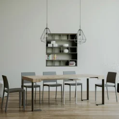 Viadurini Living Ausziehbarer Konsolentisch-Ausziehbare Konsole bis 300 cm mit anthrazitfarbenem Rahmen, hergestellt in Italien – Giant