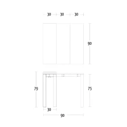 Viadurini Living Ausziehbarer Konsolentisch-Ausziehbare Konsole bis zu 90 cm aus Melamin und Metall, hergestellt in Italien – Tasche