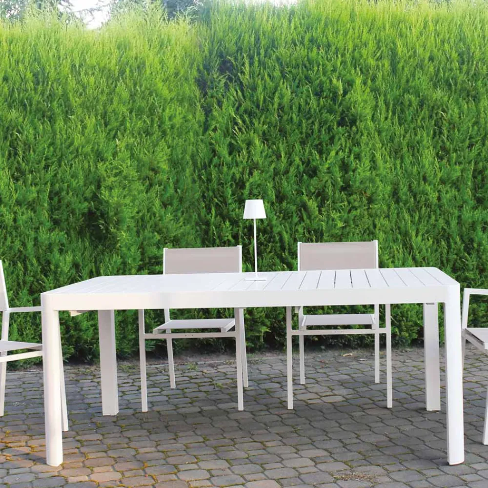 Viadurini in the Garden Ausziehbare Gartentische-Ausziehbarer Außentisch bis 300 cm aus lackiertem Aluminium - Glas