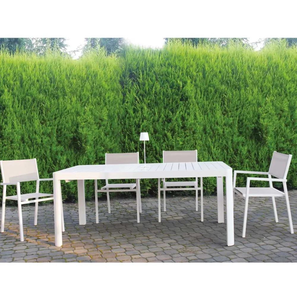 Viadurini in the Garden Ausziehbare Gartentische-Ausziehbarer Außentisch bis 300 cm aus lackiertem Aluminium - Glas