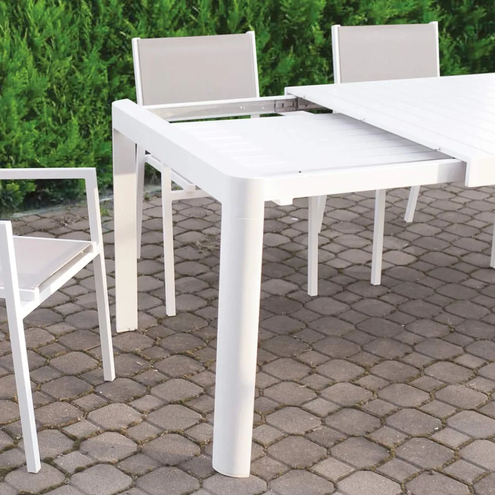 Viadurini in the Garden Ausziehbare Gartentische-Ausziehbarer Außentisch bis 300 cm aus lackiertem Aluminium - Glas