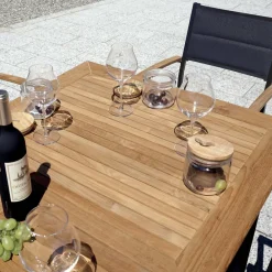 Viadurini in the Garden Gartentische Aus Aluminium|Ausziehbare Gartentische-Ausziehbarer Butterfly-Tisch bis 210 cm aus Aluminium und Teakholzplatte - Incanto