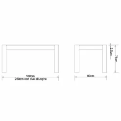 Viadurini Living Esstische Nach Mass|Ausziehbare Esstische-Ausziehbarer Designtisch aus Eichenholz, L160 / 260xP90cm, Jacob