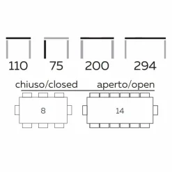 Viadurini Living Ausziehbare Esstische-Ausziehbarer Designtisch Bis zu 294 cm in Holz und Metall Made in Italy - Nuzzo