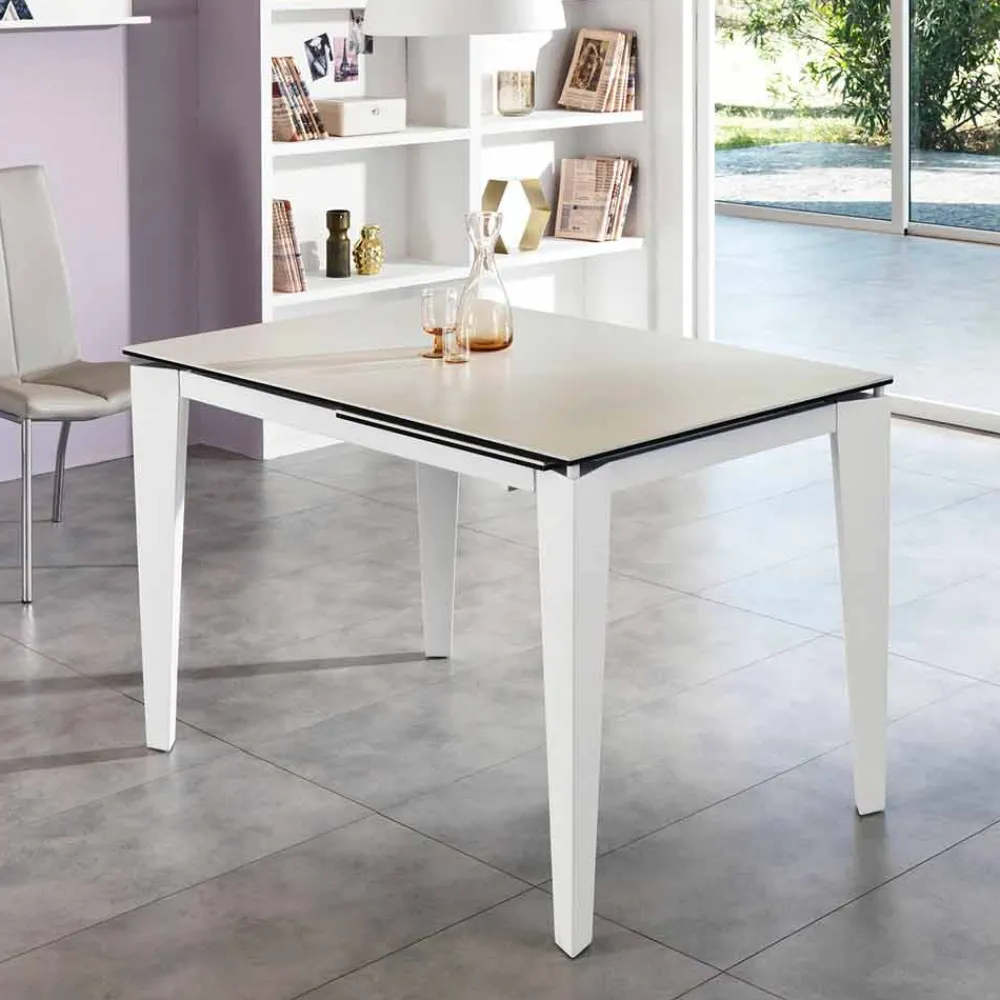 Viadurini Living Ausziehbare Esstische-Ausziehbarer Esstisch 120 / 170xP80 aus Glaskeramik - Bino