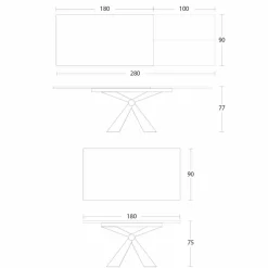 Viadurini Living Ausziehbare Esstische-Ausziehbarer Esstisch 298 cm in Metall- und Keramikplatte - Anaconda
