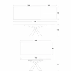 Viadurini Living Ausziehbare Esstische-Ausziehbarer Esstisch 298 cm in Metall- und Keramikplatte - Anaconda