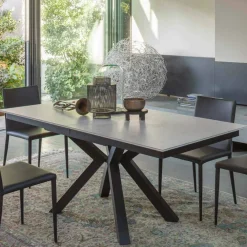 Viadurini Living Ausziehbare Esstische-Ausziehbarer Esstisch 2,8 m mit Beinen aus Keramik und Metall - Paoluccio