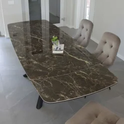 Viadurini Living Ausziehbare Esstische-Ausziehbarer Esstisch auf 230 cm aus Glaskeramik und Metall – Kinari