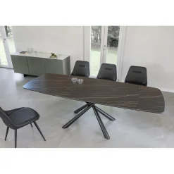 Viadurini Living Ausziehbare Esstische-Ausziehbarer Esstisch auf 230 cm aus Glaskeramik und Metall – Kinari