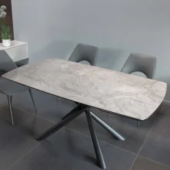 Viadurini Living Ausziehbare Esstische-Ausziehbarer Esstisch auf 230 cm aus Glaskeramik und Metall – Kinari