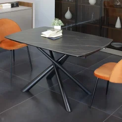 Viadurini Living Ausziehbare Esstische-Ausziehbarer Esstisch auf 200 cm aus Glaskeramik und Metall – Naisha